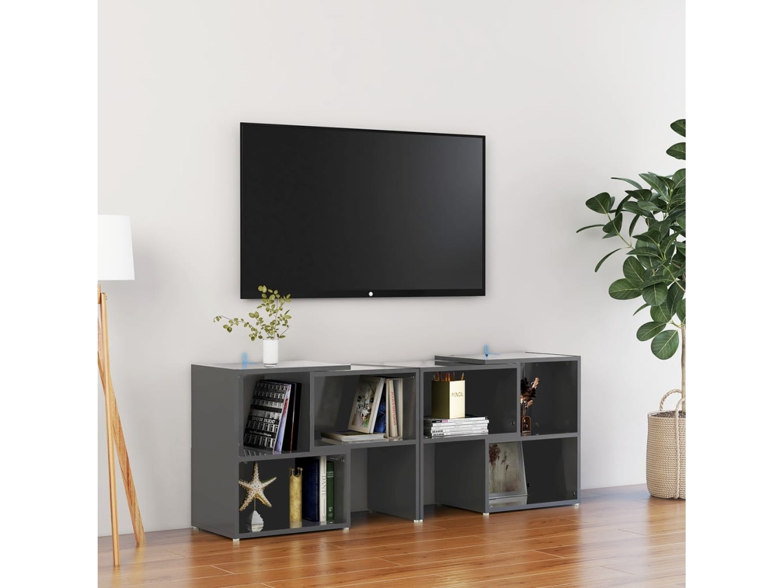 Vidaxl Móvel De Tv 104x30x52 Cm Derivados De Madeira Cinza Brilhante