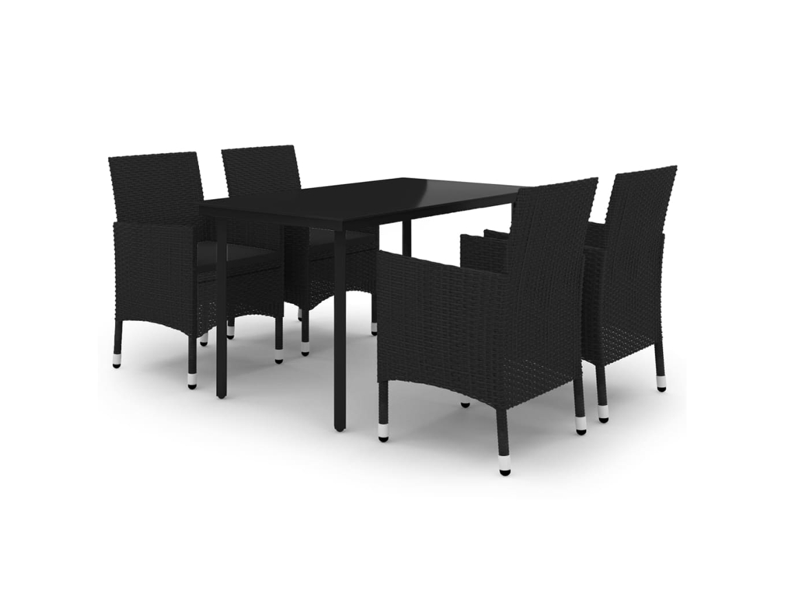 Maison Exclusive - 5 Pcs Conjunto De Jantar P/ Jardim C/almofadões Vime Pe E Vidro