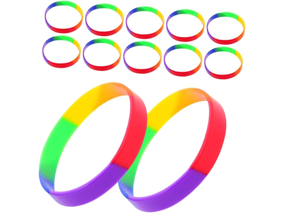Conjunto de 42 pulseiras decorativas de silicone para desfiles e festivais.