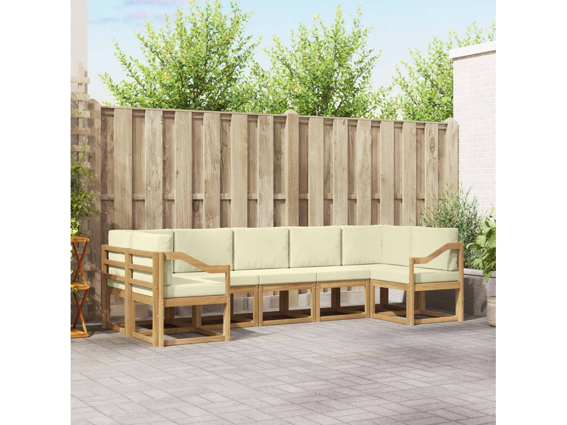Vidaxl Conjunto De Sofás Para Exterior 7 Unid. Branco E Creme