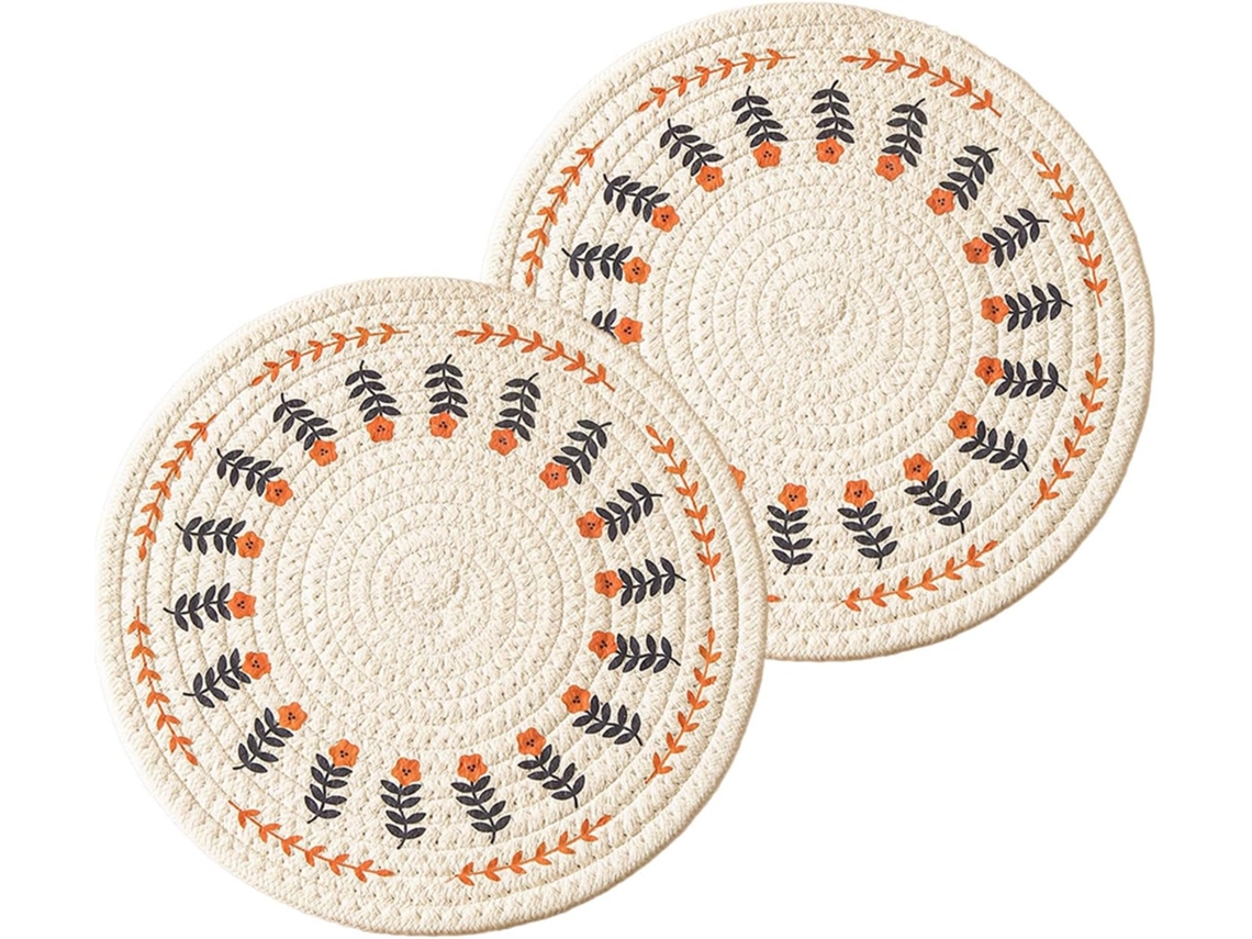 Conjunto 2 Peças - Individuais De Mesa - Isolantes - Laváveis - Redondos - 30 Cm - Algodão