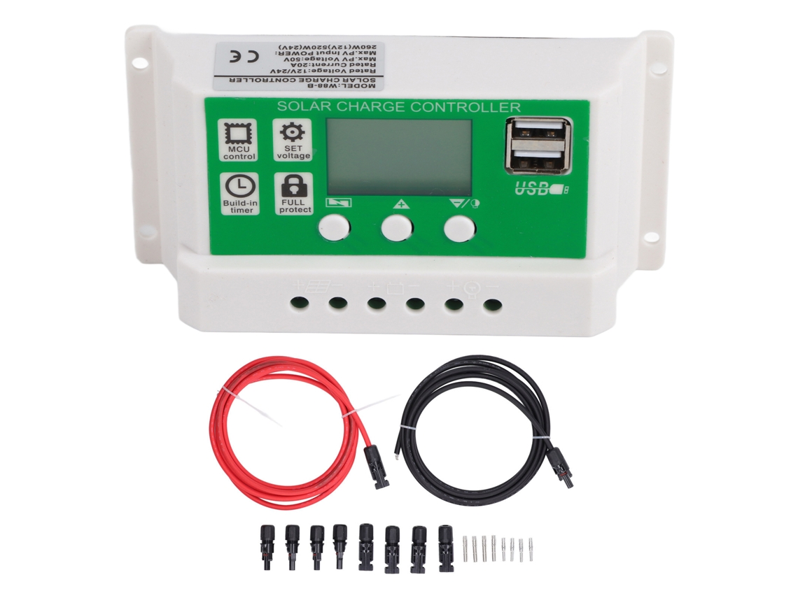 Controlador Solar PWM 12V/24V 20A com USB | S/MARCA