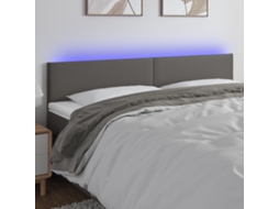 Cabeceira Cama C/ Led 160x5x78/88cm Couro Artificial Cinzento