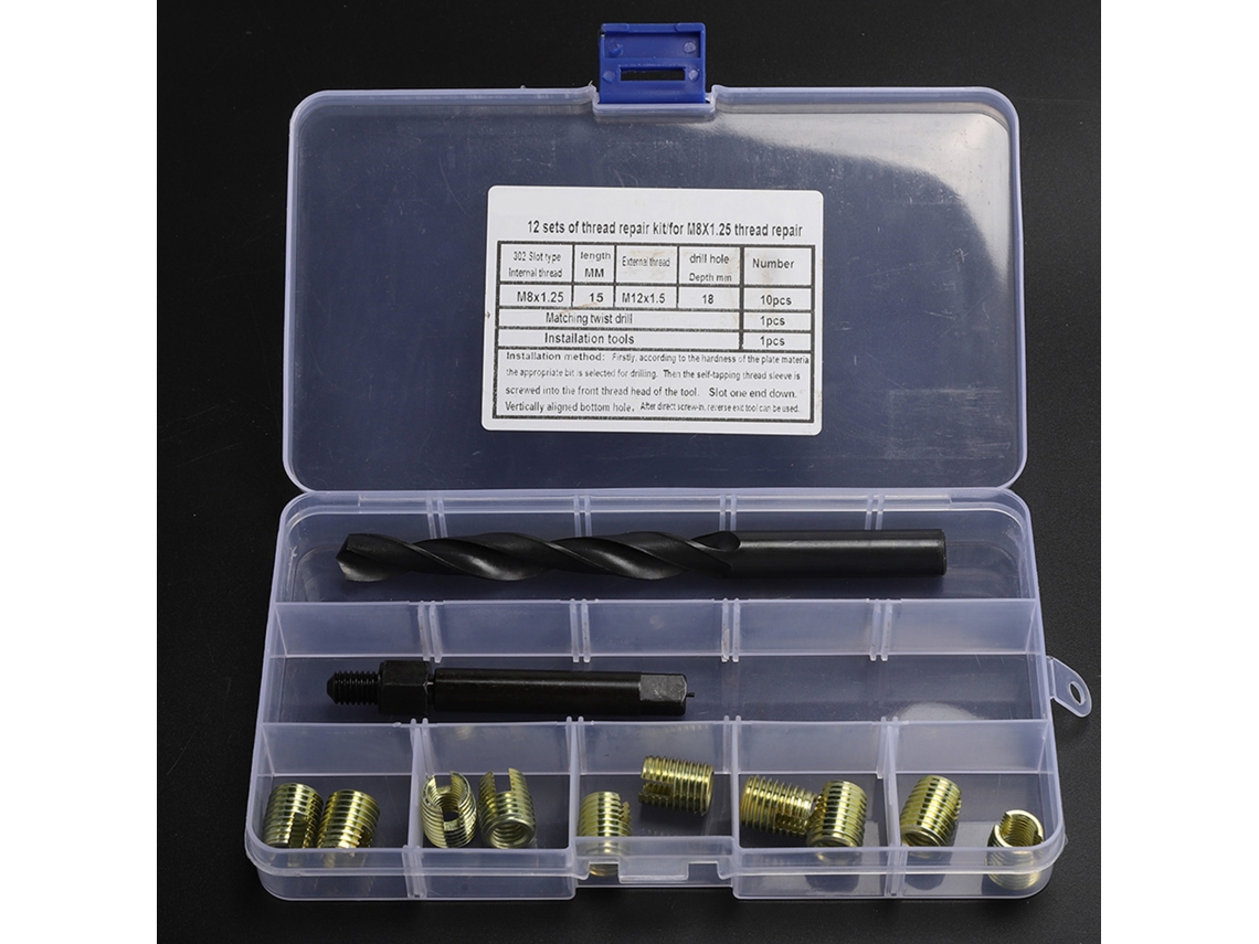 Kit De Reparo De Rosca M8x1.25 Com 12 Inserts
