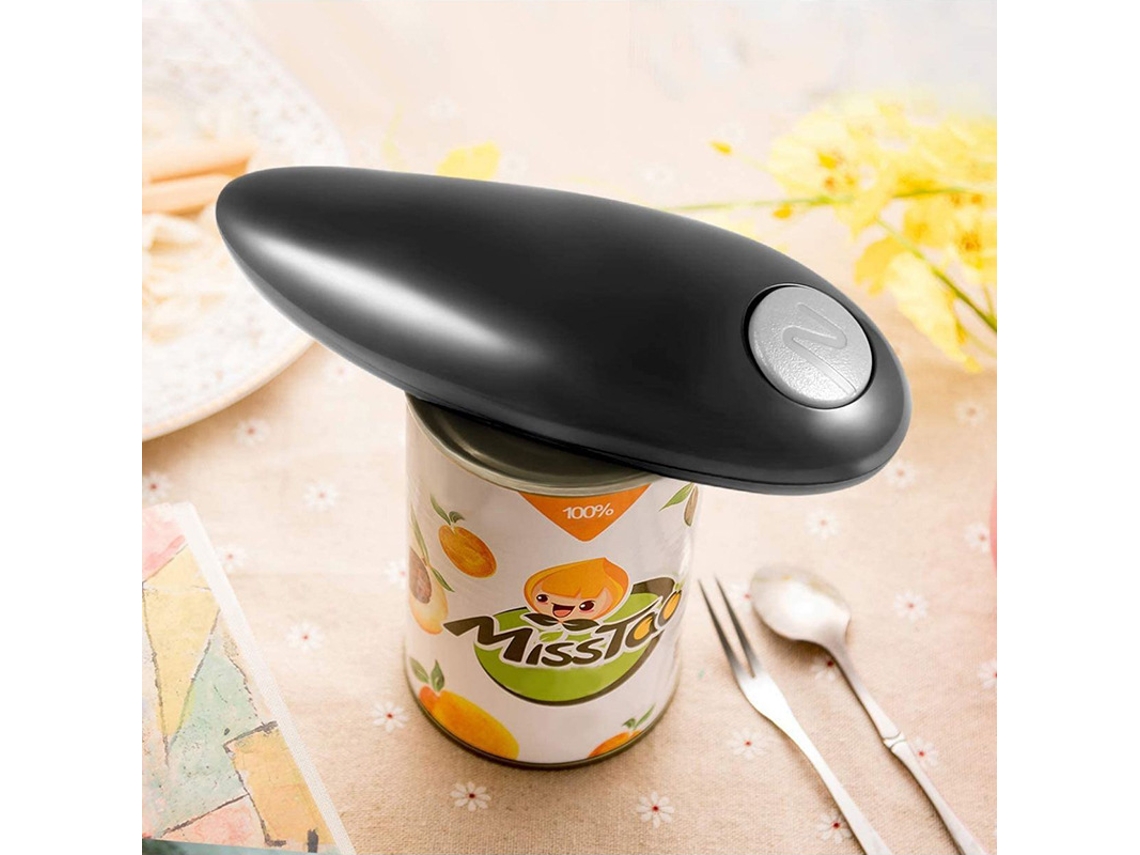 Abridor de latas automático com borda lisa e ímã, toque exclusivo para usuários, eletrodoméstico de cozinha sem esforço Preto Hexinyigjly