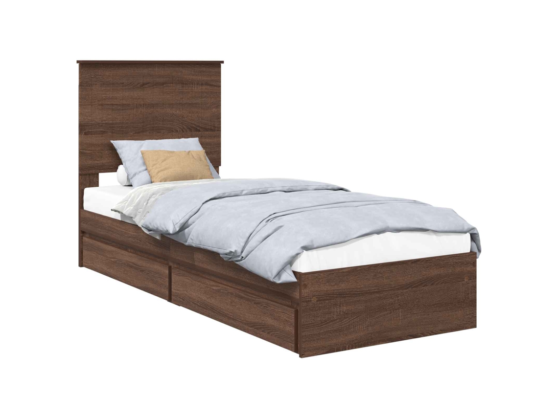 Cama com Armazenamento Carvalho Marrom 75x190 cm MAISON EXCLUSIVE
