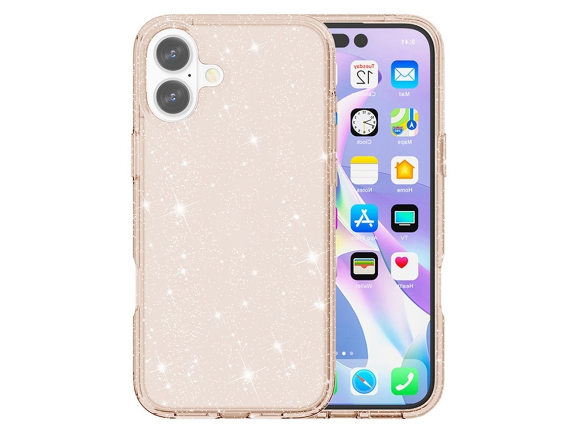 Capa Para Iphone 17 Com Glitter Dourado Em Pó Brilhante.