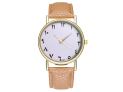 Relógio de pulso analógico Zhoulianfa Quartz com design simples, pulseira de PU e mostrador redondo (bege)