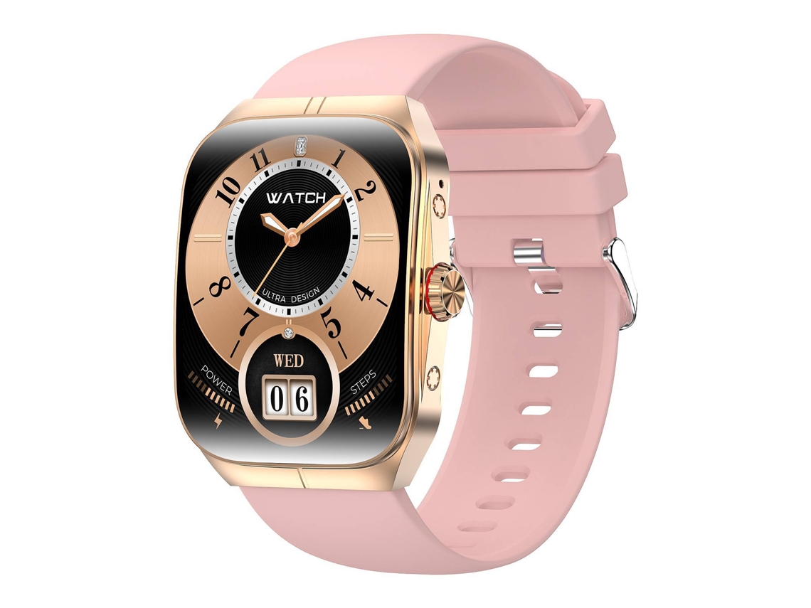 Relógio Inteligente YUNZII Hk80 com Pagamento NFC Via Bluetooth, Medição de Pressão Arterial e Oxigenação Sanguínea, Multiesportivo, Cor Ouro Rosa