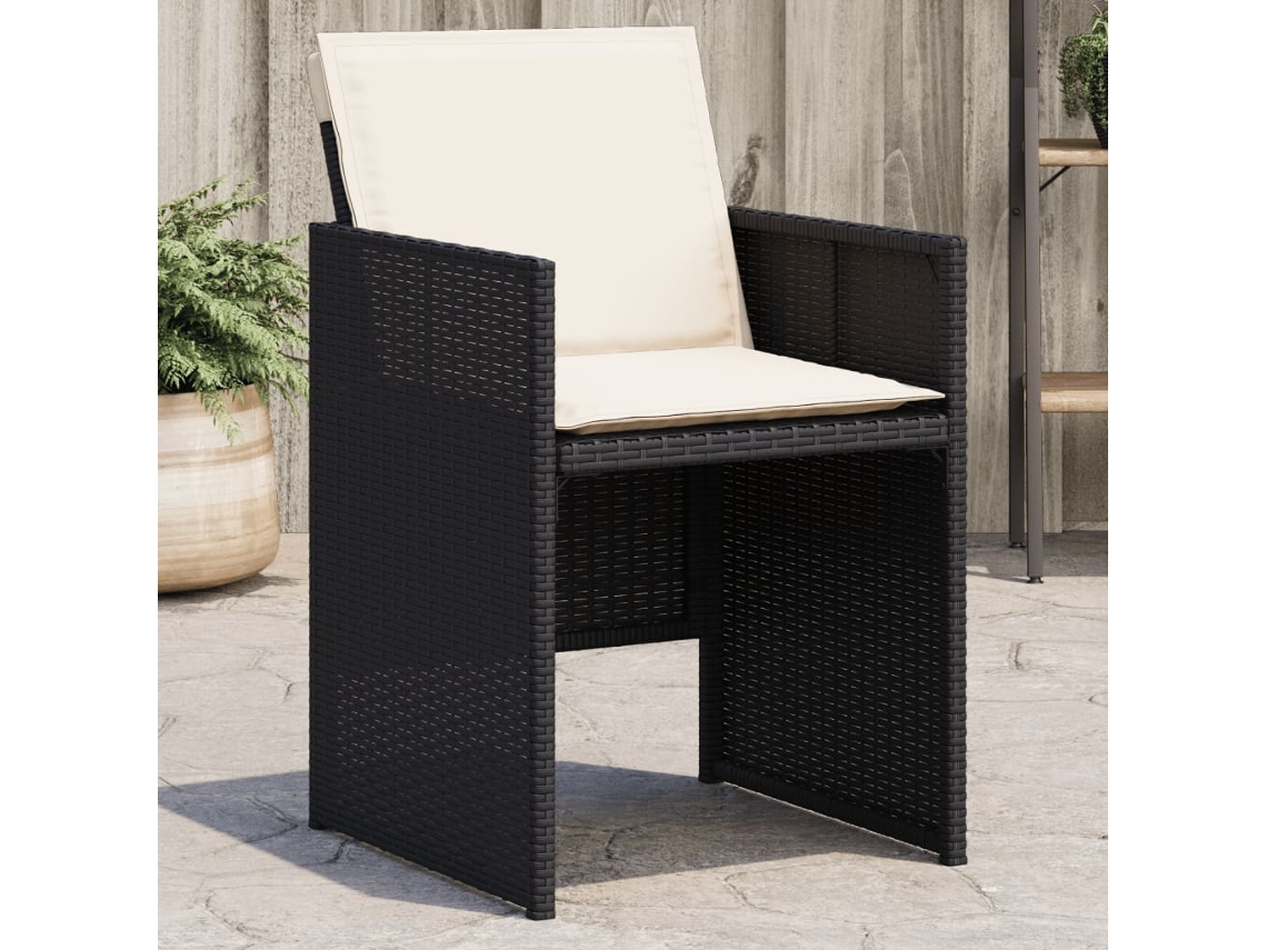 Cadeiras De Jardim Com Almofadões 4 Pcs Vime Pe Preto Dkd Home Decor