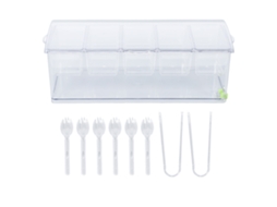 Servidor De Condimentos Refrigerados Com Gelo Recipiente De Plástico Para Alimentos Frios Molho Transparente Bandeja Para Servir Recipiente Com Tampa