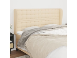 Vidaxl Cabeceira De Cama C/ Abas Tecido 163x23x118/128 Cm Creme
