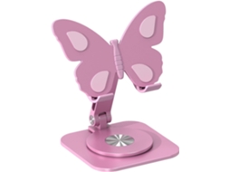 Suporte Para Celular Em Liga De Alumínio Rosa, Com Rotação De 360°, Ajustável Para Videochamadas, Compacto E Dobrável
