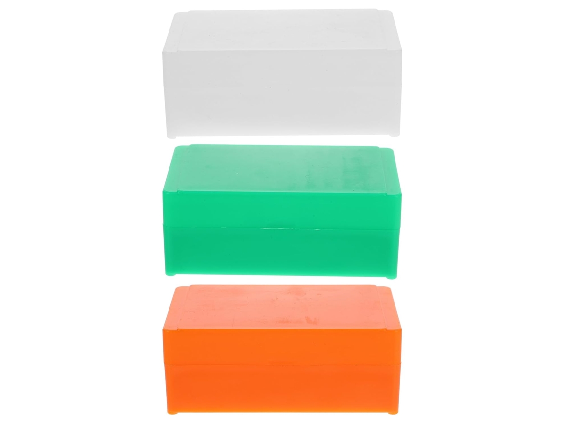 Organizador De Lâminas De Microscópio Em Plástico, 3 Caixas Deslizantes Coloridas.