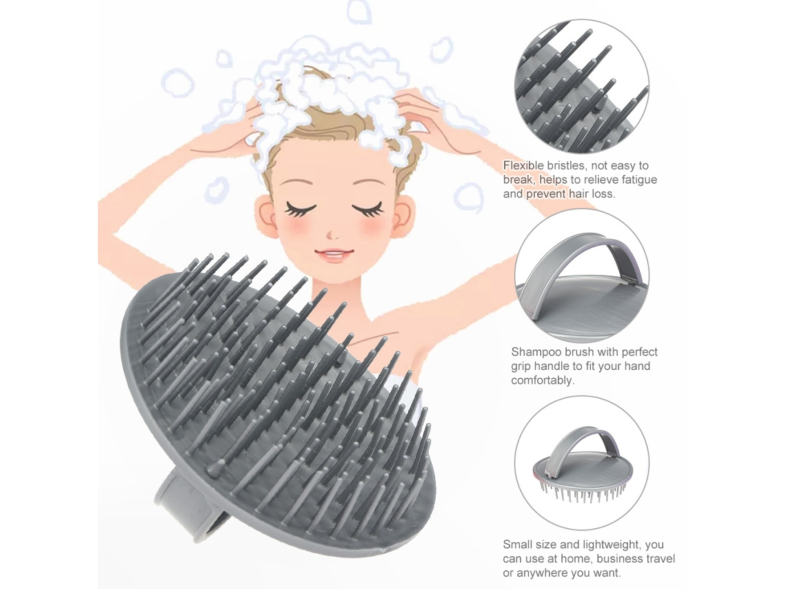 Escova De Shampoo Com Massagem De Cabeça Anti-caspa Antiderrapante Para Limpeza No Banho E Cuidado Capilar