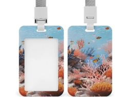 Porta Crachá Com Cordão, Estampa De Recife Coral, À Prova D Água, Com Clipe Crachá, Ideal Trabalho, Escritório