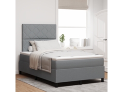 Cama Box Spring Com Colchão Cinza Claro Cama Pequena De Tecido