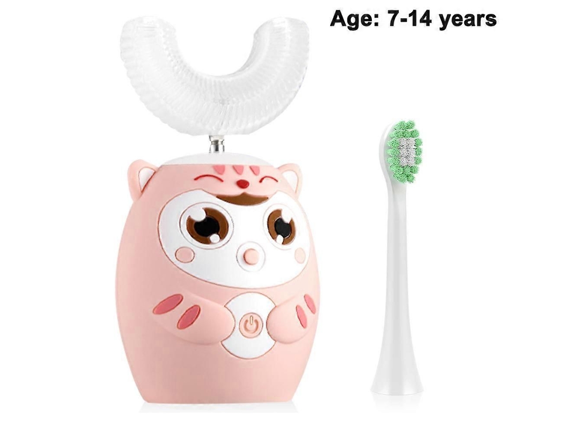 Escova de Dentes Elétrica Ultrassônica Infantil, Cabeça em Gel Sílica Macio, Branquead Ora Tipo U, Design Inteligent GOKOCO