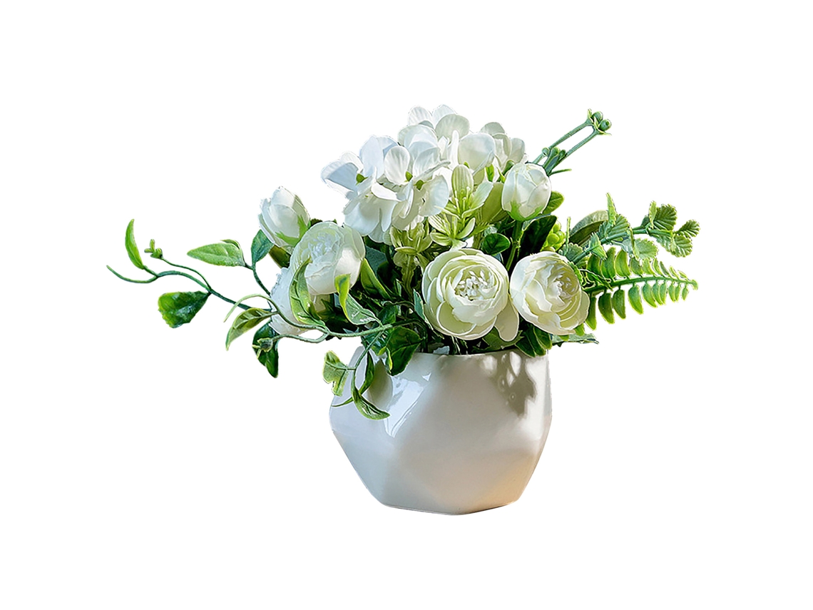 Laxiscreed Planta Artificial Com Vaso Branco Para Decoração De Interiores E Presentes, 16x1cm