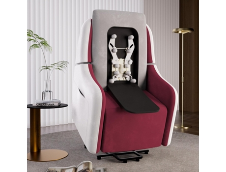 Cadeira COMHOMA de Relaxamento Eléctrica, Cadeira de Massagem com Elevador Elétrico, Cadeira Reclinável, Cadeira para TV, Tecido Vermelho