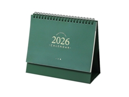Calendário de Mesa 2026, Calendário Mensal com Argolas de Metal e Encadernação Dupla para Casa, Escritório e Escola BRILVIBERA (verde)