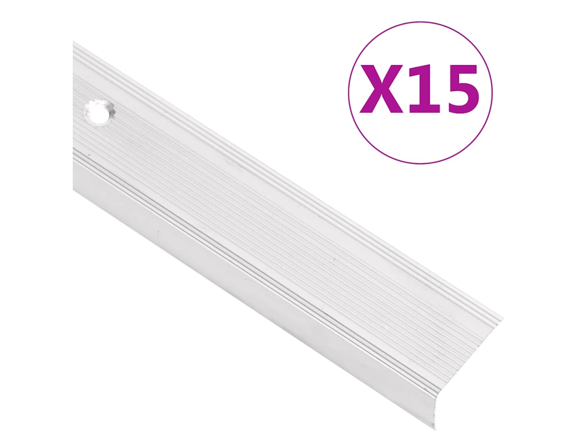 Stair Nosing, Stair Nosings Vidaxl Prateado Alumínio (90 Cm (15 Pcs))