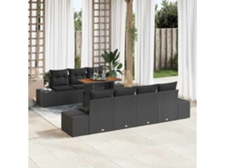 Vidaxl Conjunto De Sofá De Jardim 8 Unid. Preto Vime Pe