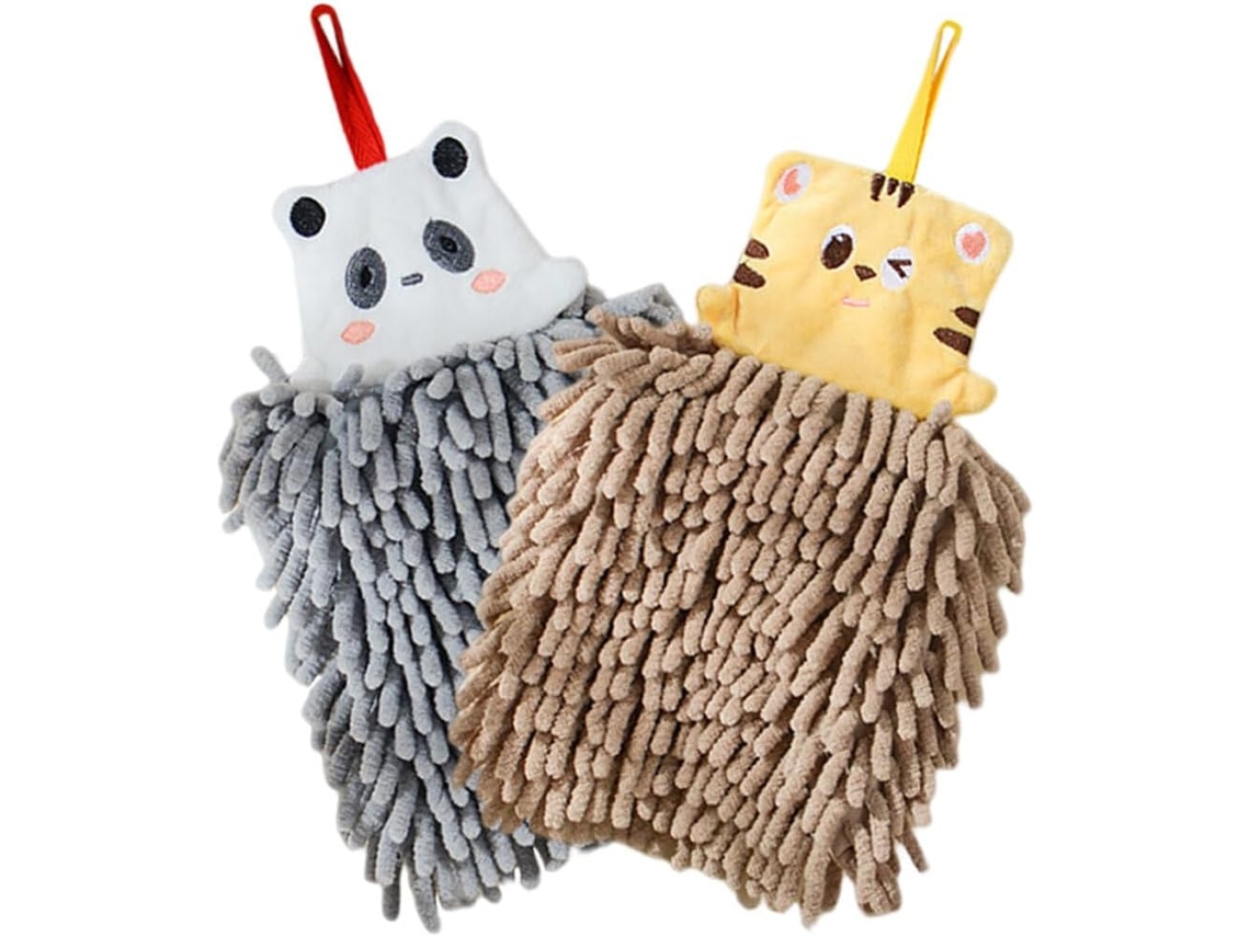 Conjunto de 2 Toalhas de Chenille com Estampa de Panda BRILVIBERA