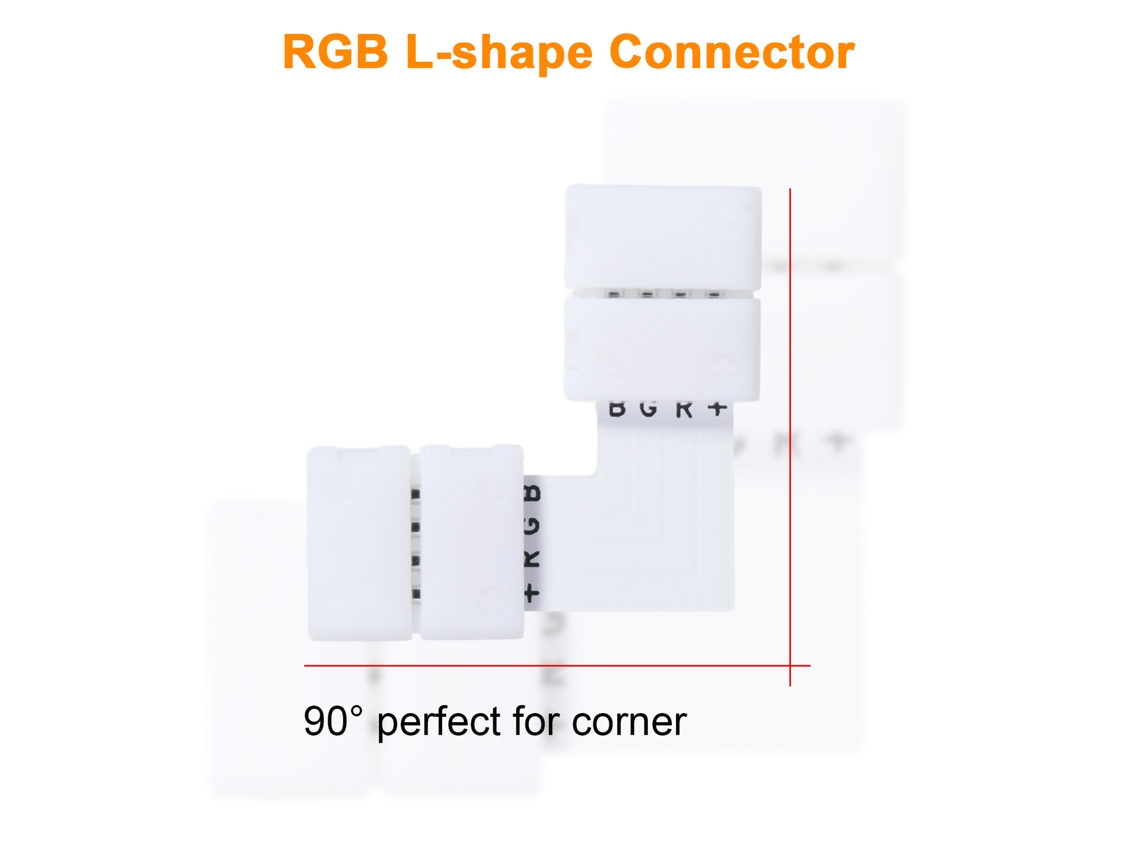 Kit de conectores de fita LED 4 pinos, para projetos DIY, com conectores L, T, divisor | S/MARCA