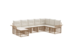 Maison Exclusive - Conjunto De Sofás Para Exterior 8 Unid. Natural E Branco Creme