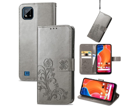 Capa Fólio para Realme C11 2021 HONGWE. Pele Sintética Anti-Choque Premium Multicor