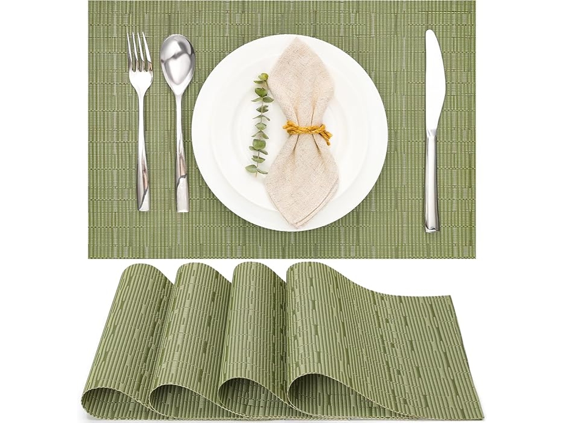 Jogos Americanos Laváveis Conjunto De 4 - Trançados - Antiderrapantes, Resistentes Ao Calor - 30x43,5cm (verde)