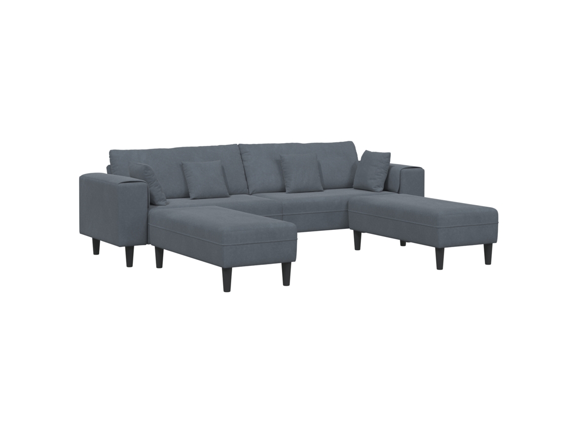 Conjunto 3 Sofá De Sala De Estar Vidaxl Cinzento Veludo (250 X 188 X 76 Cm)
