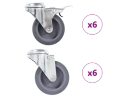 Vidaxl 12 Pcs Rodas Giratórias Com Furo Roscado 75 Mm