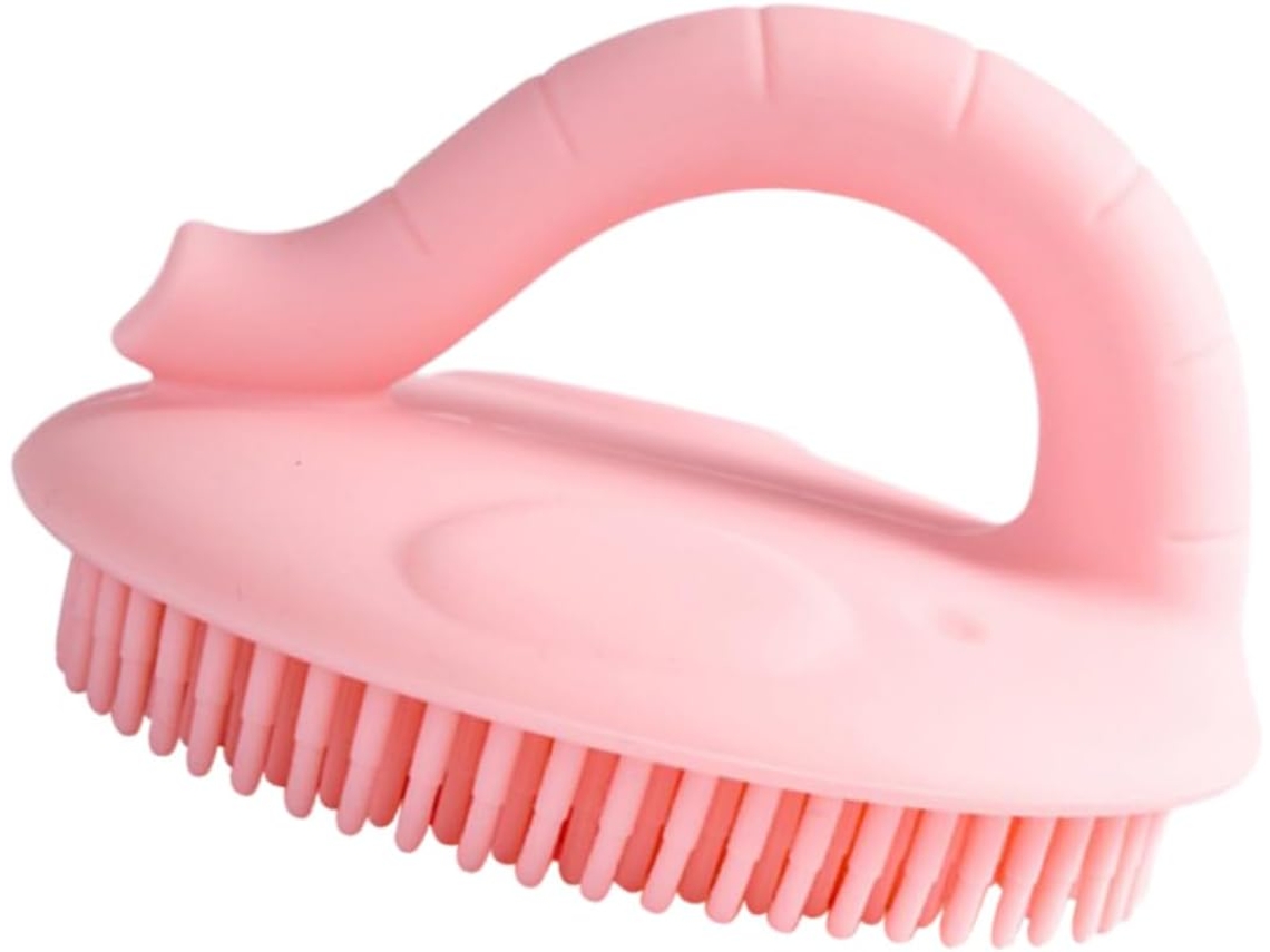 Escova De Banho Portátil Silicone Ibasenice Para Meninos E Meninas, Rosa, Macia E Flexível Para Limpeza Massagem