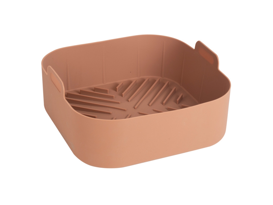 Tapete de Silicone para Fritadeira a Ar , 21 Cm, Reutilizável, Antiaderente, Ecológico MDUG (cáqui)