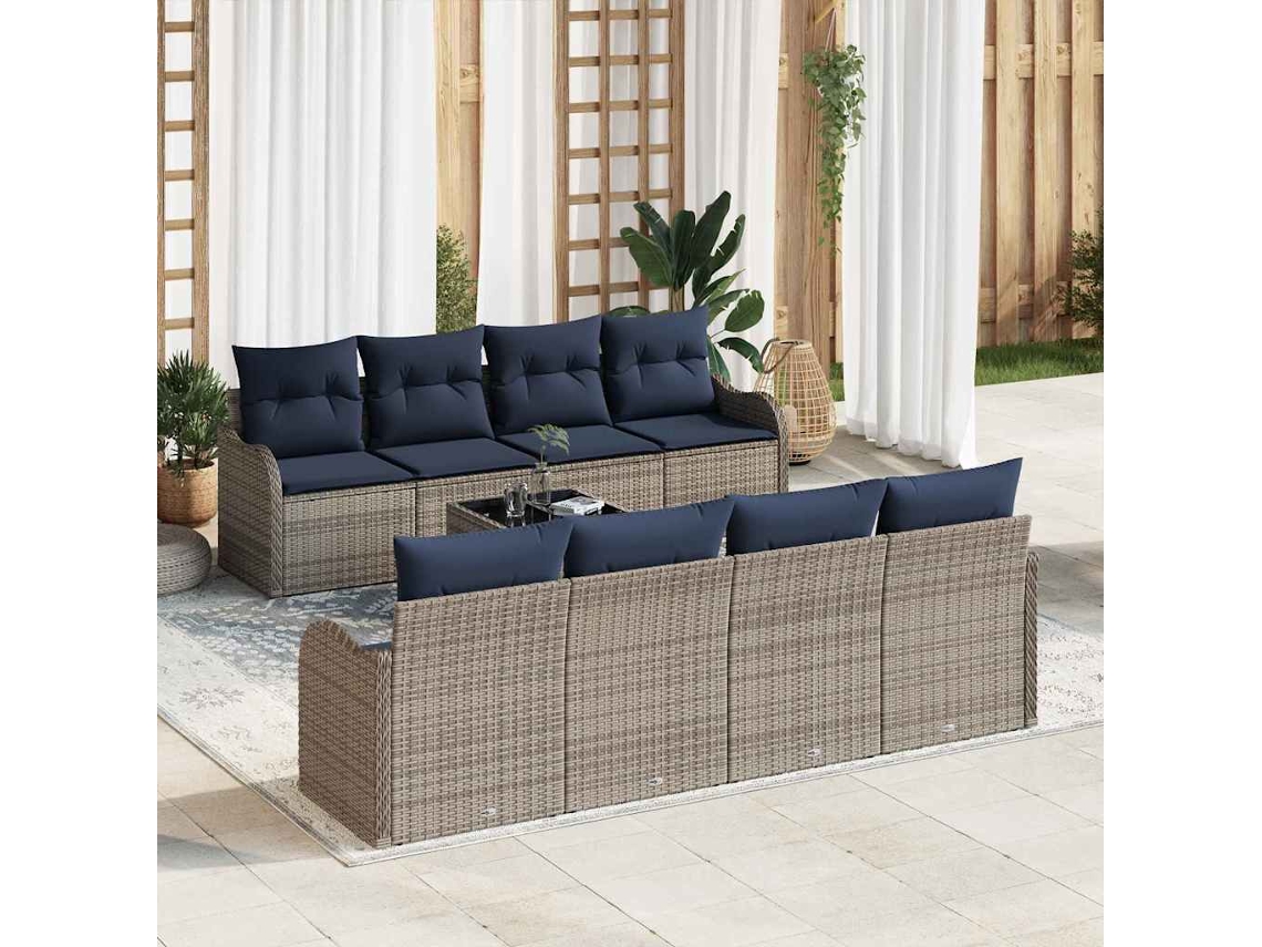 Vidaxl Conjunto De Sofás 9 Unid. 8-número De Lugares Cinzeto Vime Pe