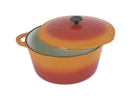 Caçarola Redonda de Ferro Fundido Esmaltado Ø 21 Cm 2 5 L Laranja Todas As Fontes de Calor Incluindo Indução CREALYS Grand Chef