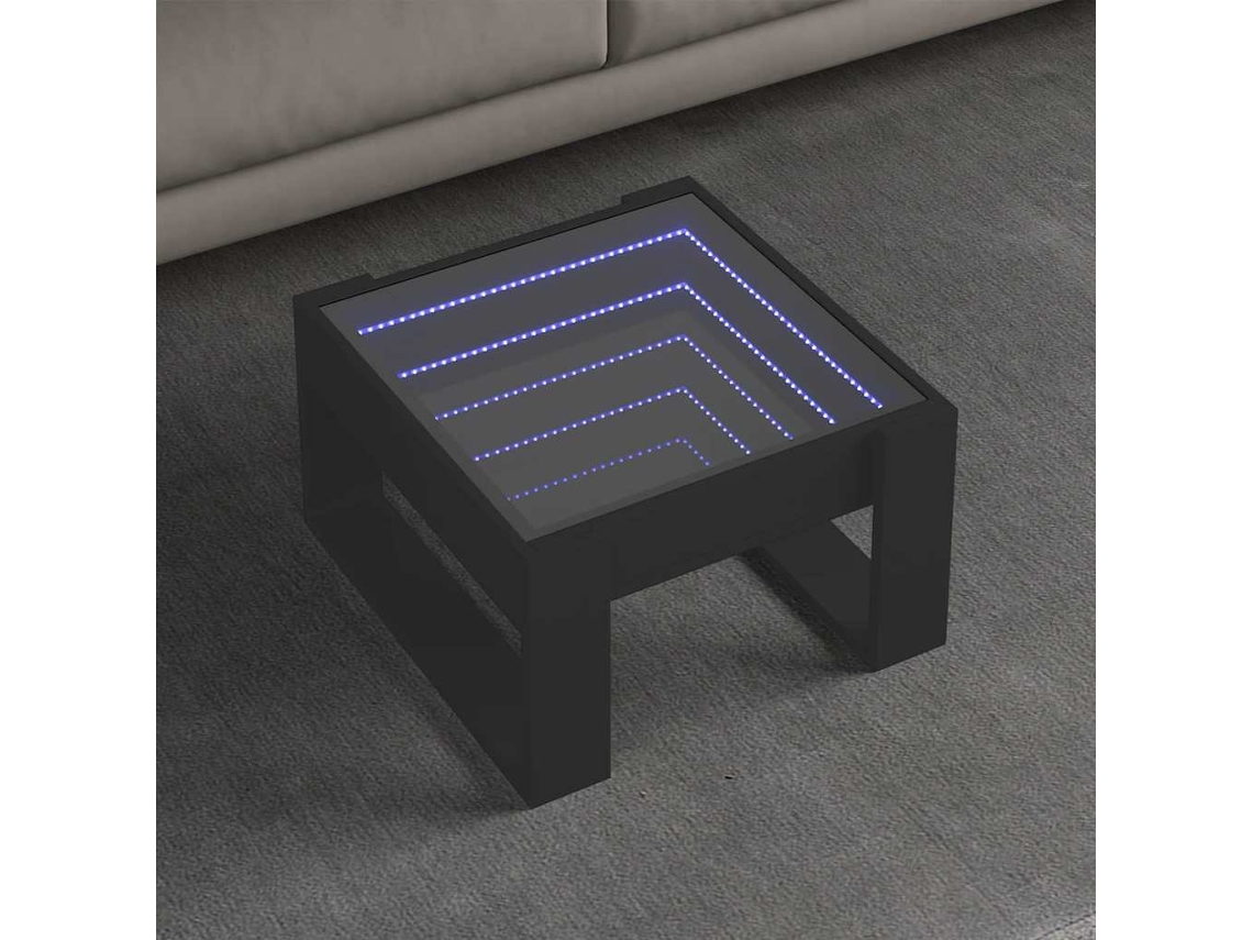 Vidaxl Mesa De Centro Luzes Led Infinity 50x53x30 Cm Preto