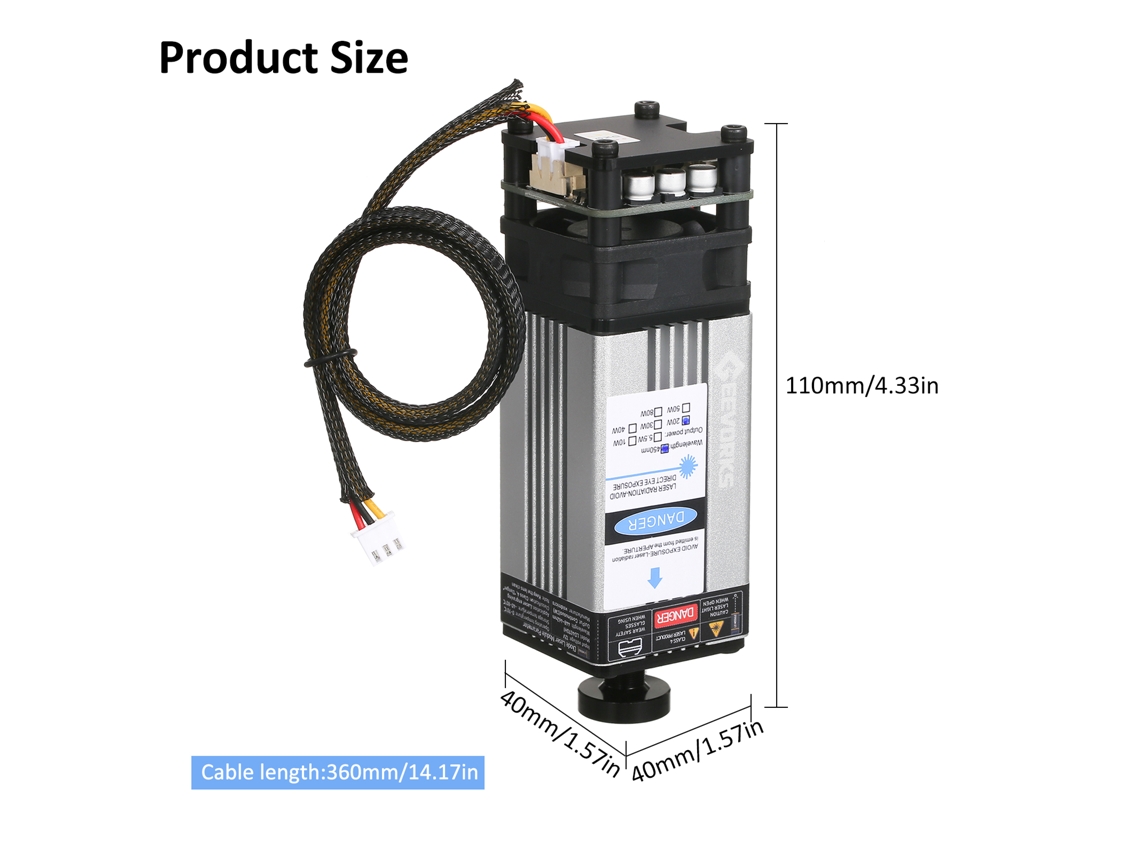Módulo Laser 20w 450nm Gravura Precisão Ajustável Cnc