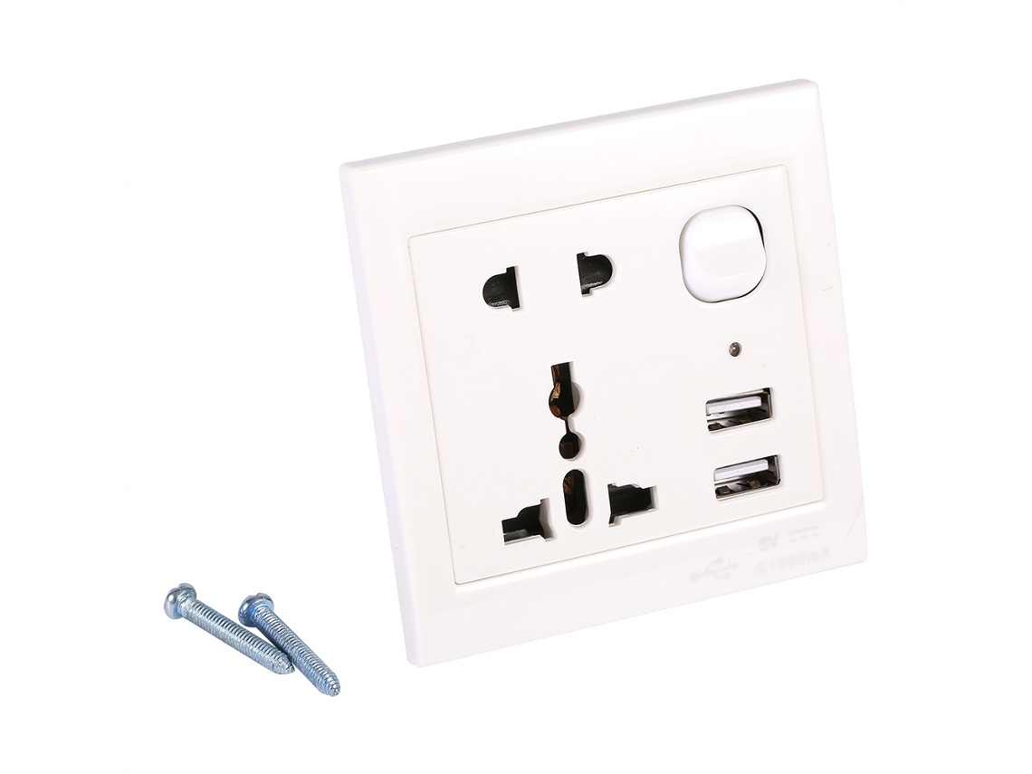 Tomada de Parede Usb, Carregamento com 5 Portas, Painel Branco EOOCOO