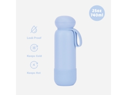 Garrafa Térmica Czhhmart, Portátil De Aço Inoxidável, Grande Capacidade Com Alça, 25oz /740ml Azul