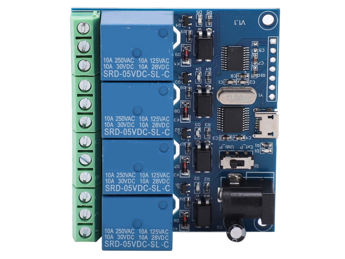 Módulo De Relé Usb De 4 Canales Dc5v, Control Por Computador, Chip De Alto Desempenho Lcus-4