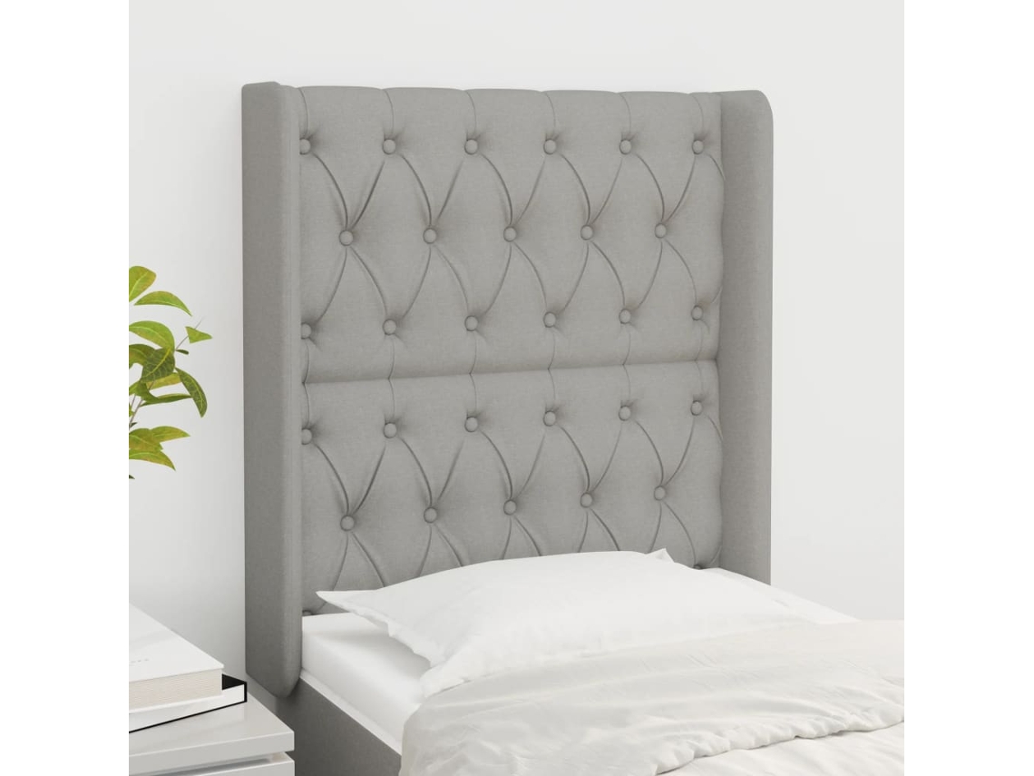 Cabecero con Alas de Tela 83x16x118/128cm Gris Claro