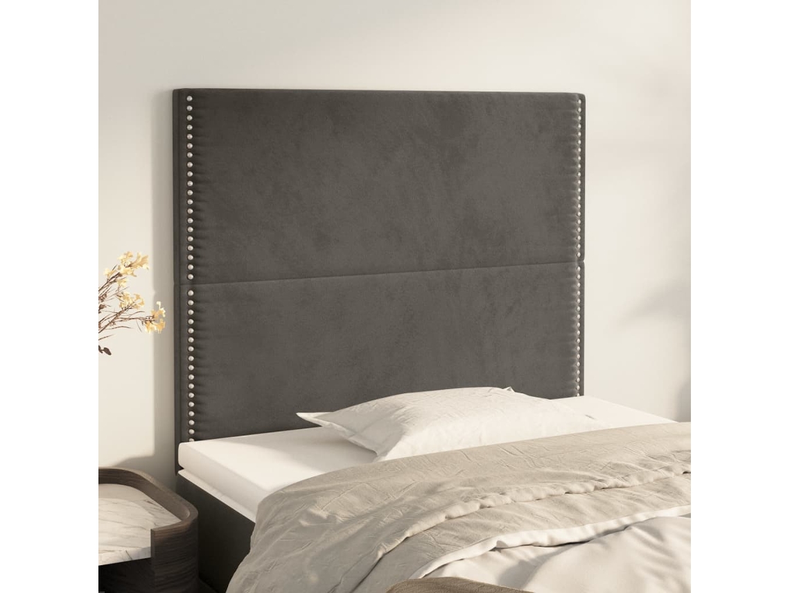Vidaxl Cabeceira Cinza Escuro 90x5x118/128 Cm Veludo