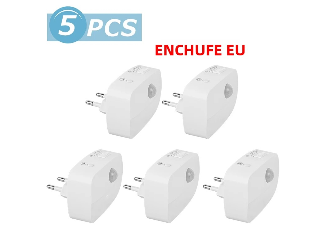 (5) Mini Luzes Noturnas Led Com Sensor De Movimento Pir, 3 Modos, Plugue Padrão Europeu.
