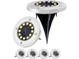 Luminária solar de solo com 12 Leds, à prova d'água, para jardim, pátio, varanda e garagem AQUAFORGE