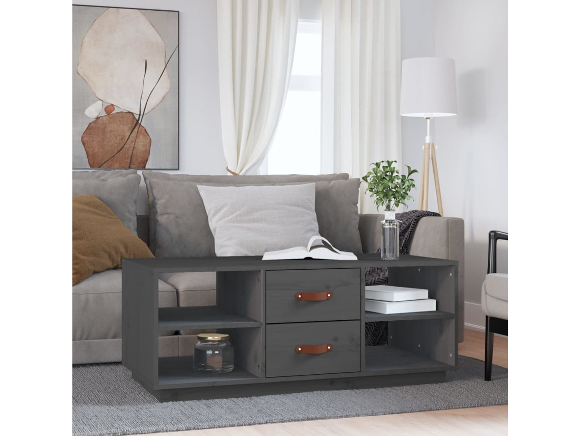 Vidaxl Mesa De Centro 100x50x41 Cm Pinho Maciço Cinza