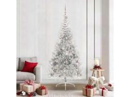 Vidaxl Árvore De Natal Artificial Pré-iluminada Prateado 210 Cm Pet