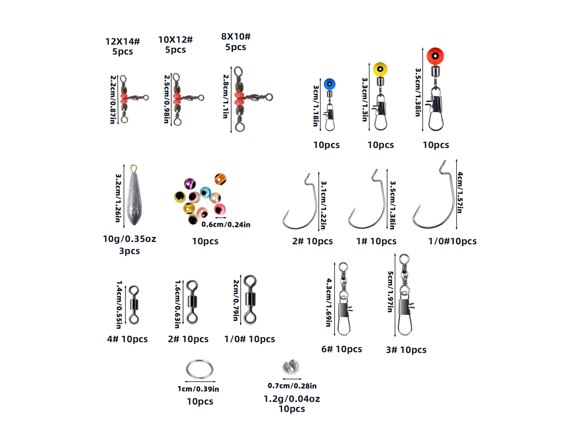 Kit de 158 Swivels de Pesca em Inox e Aço Carbono | S/MARCA